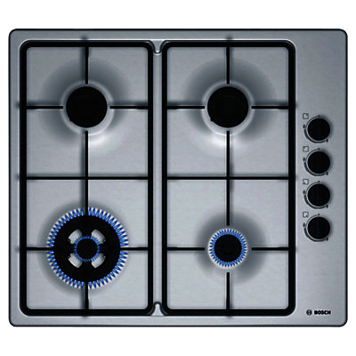 Bosch Serie 2 PBH6B5B60 Gas Hob with Wok Burner, Brushed Stainless Steel